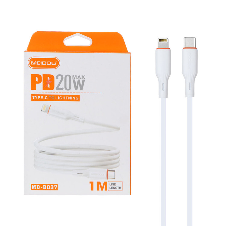 کابل شارژ فست و Meidou Type-C To Lightning PD مدل MD-B037 20W - سفید