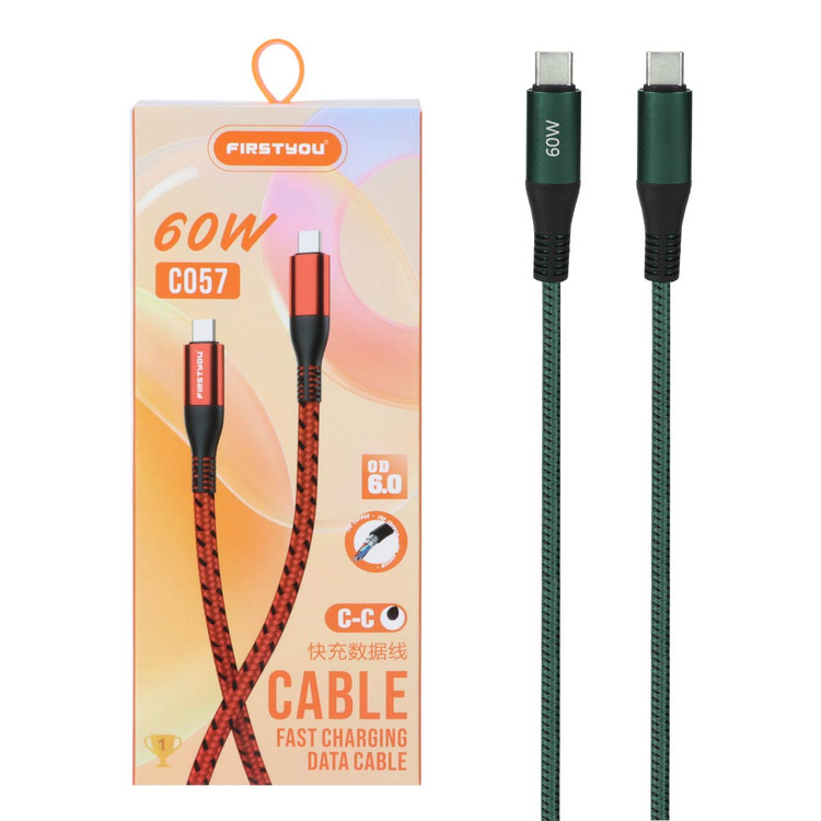 کابل شارژ فست FIRSTYOU Type-C to Type-C مدل C057 - سبز