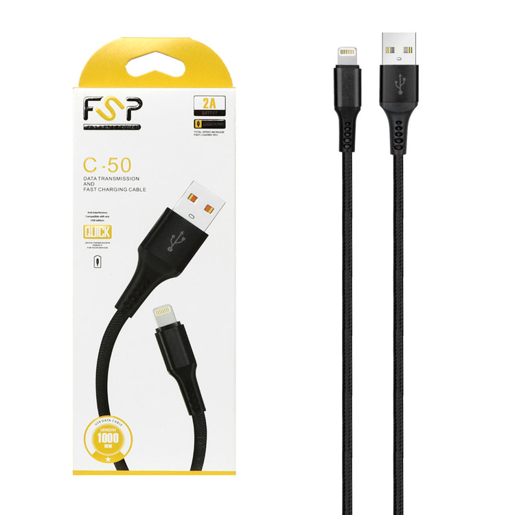 کابل شارژ آیفون FSP مدل C-50 - مشکی