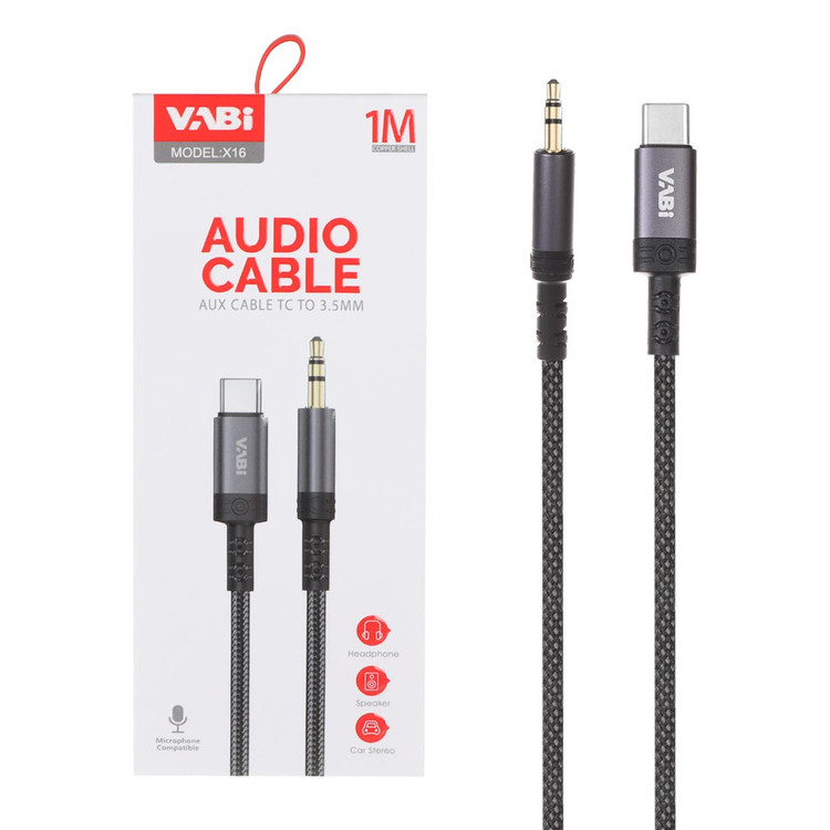 کابل VABI AUX TO Type-C مدل X16 - مشکی
