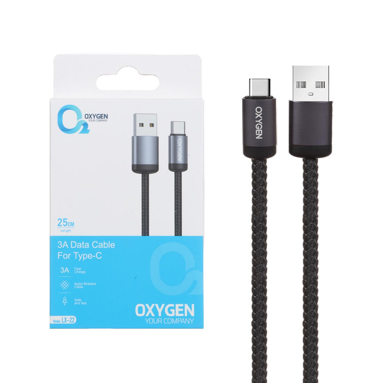 کابل شارژ فست پاوربانک Oxygen Type-C مدل LX-22 - مشکی