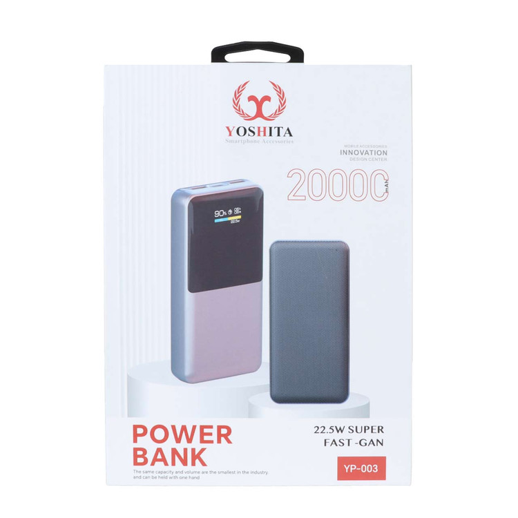 پاوربانک سوپر فست شارژ Yoshita 20000mAh مدل YP-003 22.5W - مشکی اصلی