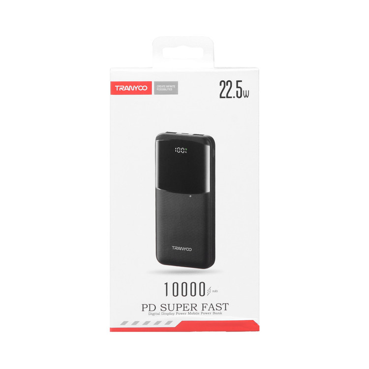 پاوربانک (PD و فست شارژ) Tranyoo 22.5W 10000mAh مدل T-K06 - مشکی اصلی
