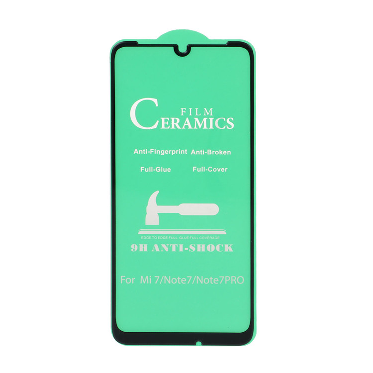 محافظ صفحه نمایش سرامیکی Samsung A20 / A30 / A30S / A50 / A50S / M10S / M21 / M21S / M30 / M30S / M31 / Redmi Note 7 / Note 7 pro / Note 7s / Honor 9a / Y6p - Full Cover - مشکی (بدون پک)