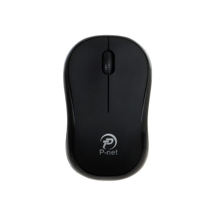 ماوس بی سیم P-net مدل Z.2 - مشکی همراه با دو عدد باتری نیم قلم Detex+ - AAA مدل Zinc Carbon R03P