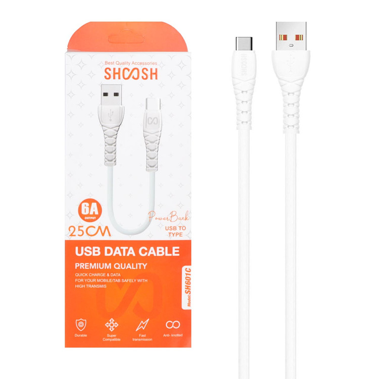 کابل شارژ فست پاوربانک Shoosh Type-C مدل SH-601C - سفید