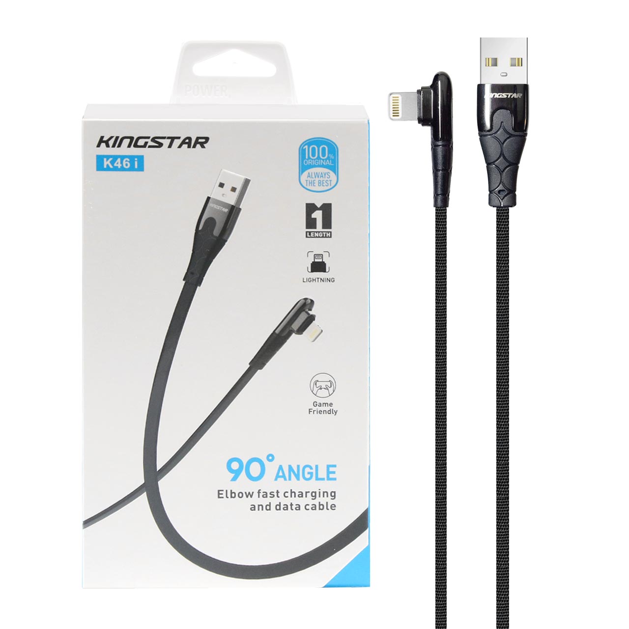 کابل شارژ فست آیفون KingStar مدل K46 i - مشکی (گارانتی متین)