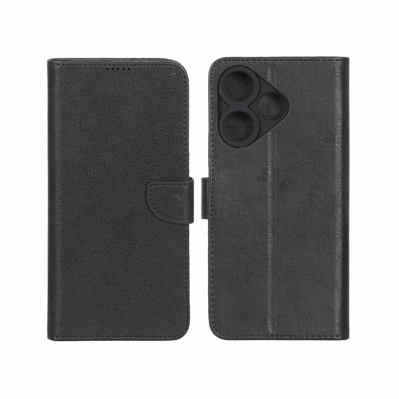 کیف چرمی موبایل مگنتی محافظ لنزدار KRF مدل Xiaomi Redmi 13X / Redmi 13 4G / Poco M6 4G - مشکی