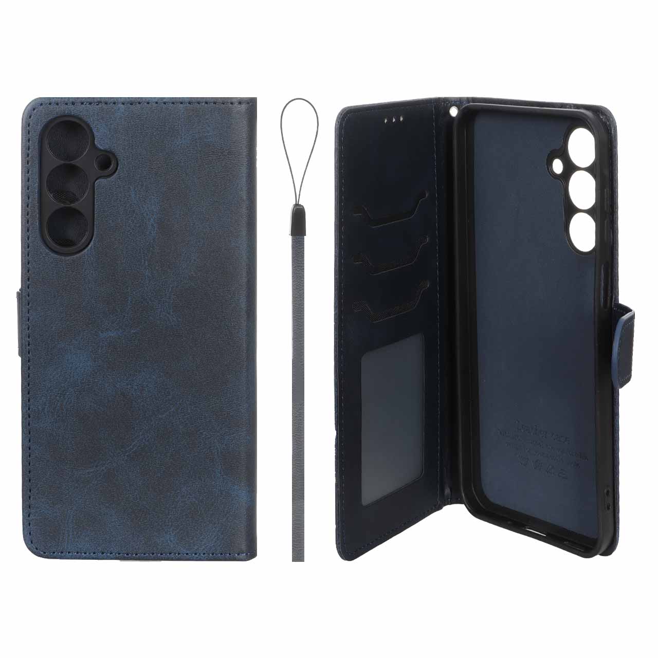 کیف موبایل مگنتی درجه یک داخل خز MNC Plus مدل Samsung Galaxy A16 - سرمه ای